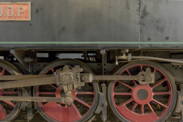 Fototapeta na wymiar Old steam locomotive wheels