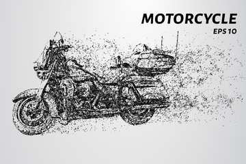 Obraz premium Motorcycle of the particles. Motorbike consists of circles and points.