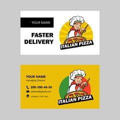 Obraz na płótnie Canvas Italian chef. Pizza maker prepares a pizza. Vector logo.
