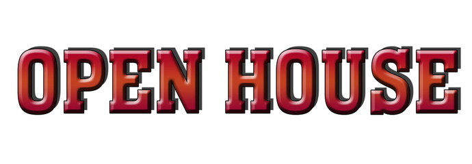 open house red 3d post stamp logo banner