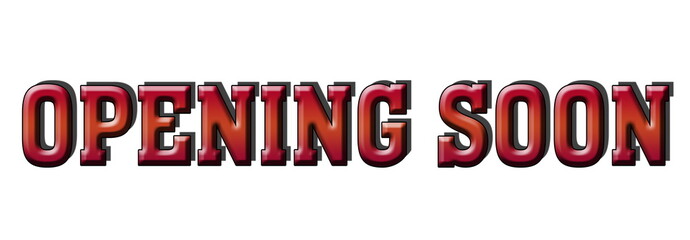 opening soon red 3d post stamp logo banner