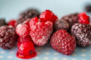 Frozen fruits on the plate