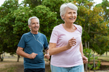 Senior couple running outdoor