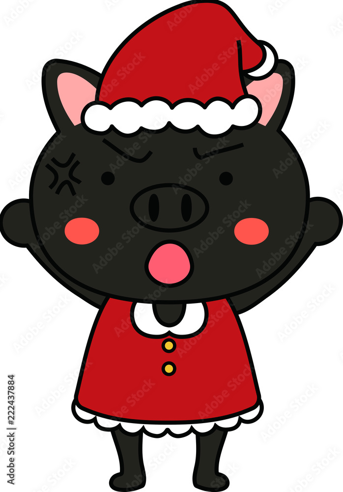 Wall mural Pig's Santa Claus motional expression 