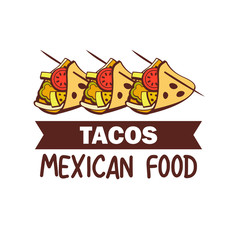 Mexican cuisine. A set of popular Mexican dishes. Fast food. Vector illustration.