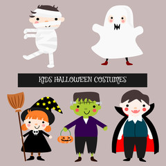 Obraz na płótnie Canvas Kid Halloween costumes background