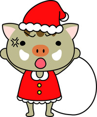 Cute Boar's Santa Claus emotional expression set