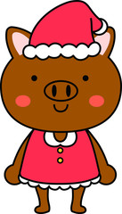 Pig's Santa Claus motional expression 