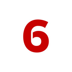 Vector Logo Number 6 Red