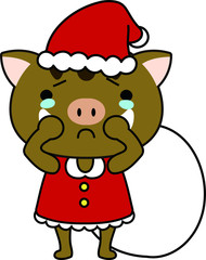Cute Boar's Santa Claus emotional expression set