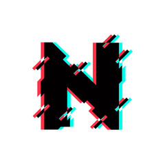 Vector Logo Letter N Glitch Distortion Diagonal