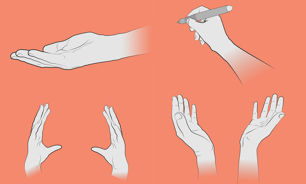 Dessin de gestes de mains sur fond modifiable. Ressources de mains vectorielles pour infographie