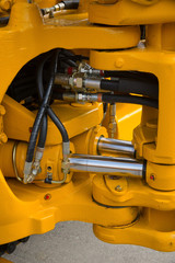 Detail of hydraulic bulldozer piston excavator arm