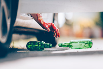 Aftermath of a drunk driver in a car accident