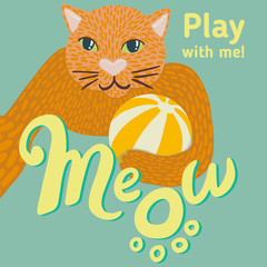 Orange cat selfie with Meow logo and text
