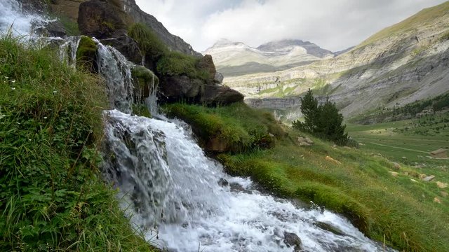 Ordesa y monte perdido National park, Huesca, Aragon, Spain. Crane shot, 4K, UHD