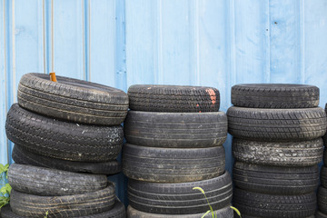 Fototapeta na wymiar Pile of old tires
