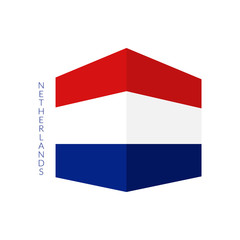 National netherlands flag in 3d perspective.
