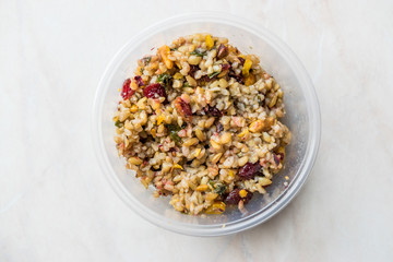 Freekeh Grain Tabule with Barberries and Peanut and Corn / Tabula Frik or Firik in Plastic Box