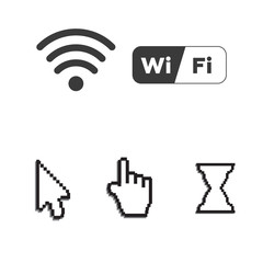 Pixel cursors icons and Free wi-fi icons and wifi applications