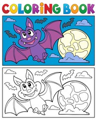 Coloring book cartoon bat 1