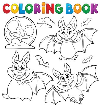 Coloring book bats theme collection 1