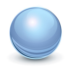 Glass sphere, blue 3D vector ball.
