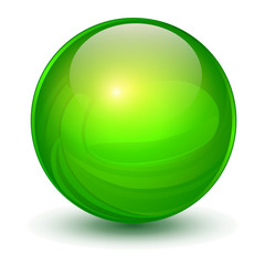 Glass sphere, green vector ball.
