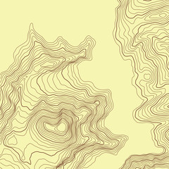 The stylized height of the topographic contour in lines and contours. The concept of a conditional geography scheme and the terrain path. Vector illustration.