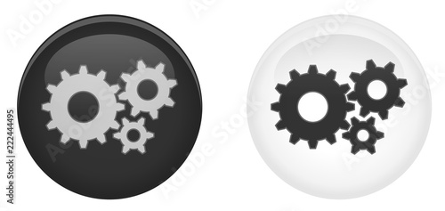 Simple Settings 3d Button Gears Cog Wheel Symbol In Circle