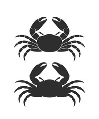 Crab logo. Isolated crab on white background. Silhouette