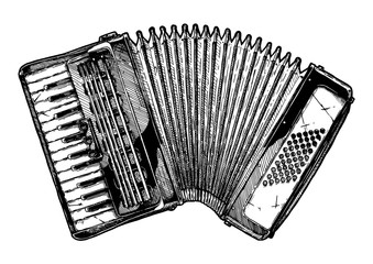 Vintage illustration of piano accordion - obrazy, fototapety, plakaty