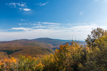 Fototapeta premium View from the small forest summit in Nature Park Papuk, Croatia