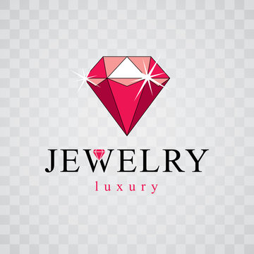 Vector precious decorative element, polygonal. Luxury diamond emblem, illustration.