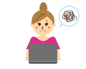 女性　パソコン　イラスト