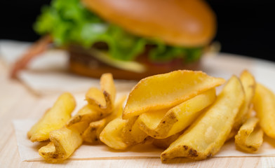 Crispy golden deep fried potato chips