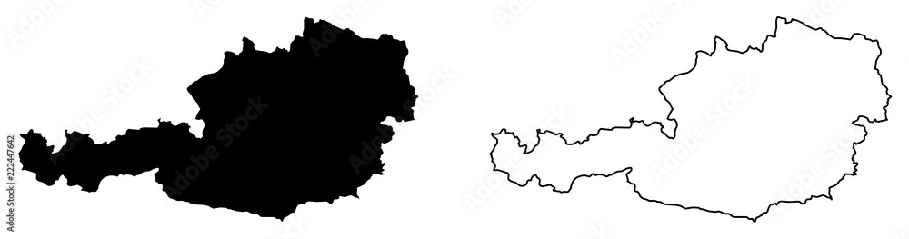 Canvas Prints simple (only sharp corners) map of austria vector drawing. mercator projection. filled and outline v