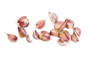 Garlic isolated on white background, top view