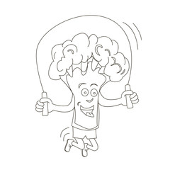The idea for decorating. Broccoli cabbage is engaged in sports.
