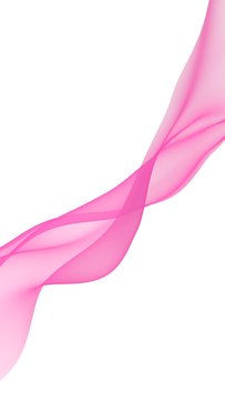 Abstract pink wave. Bright pink ribbon on white background. Pink scarf. Abstract smoke. Raster air background. Vertical image orientation. 3D illustration