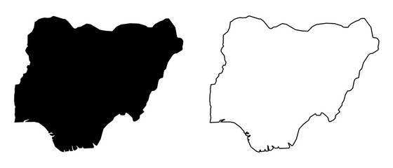 Simple (only sharp corners) map of Nigeria vector drawing.