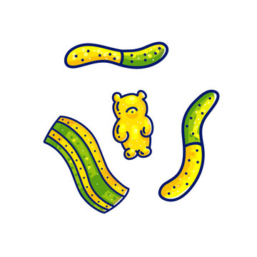 yellow gummy bears and worms clip art preview