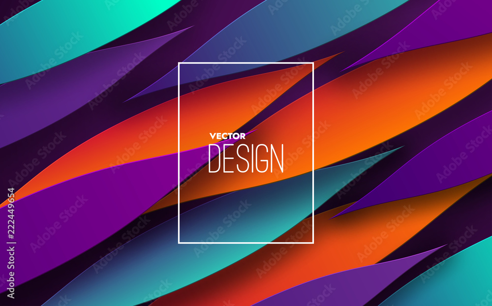 Poster modern minimal cover design. vector abstract banner with dynamic gradient petal shapes. 3d layered p