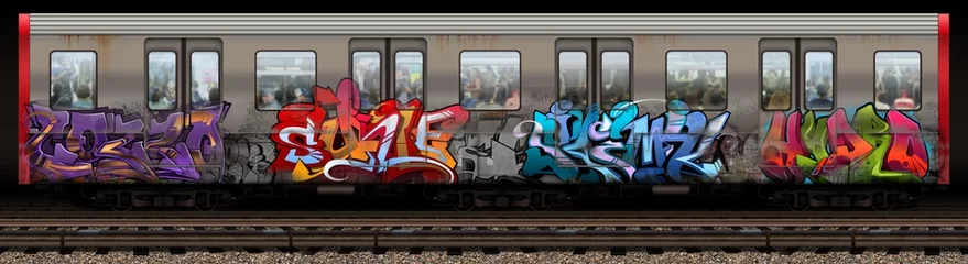 Foto op Canvas Boston Redline Graffiti-trein © MindGem