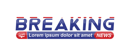 Breaking News template title on white background for screen TV channel. Flat vector illustration EPS10