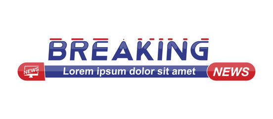 Breaking News template title on white background for screen TV channel. Flat vector illustration EPS10