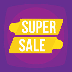Super Sale discount yellow tag. Flat vector illustration EPS10