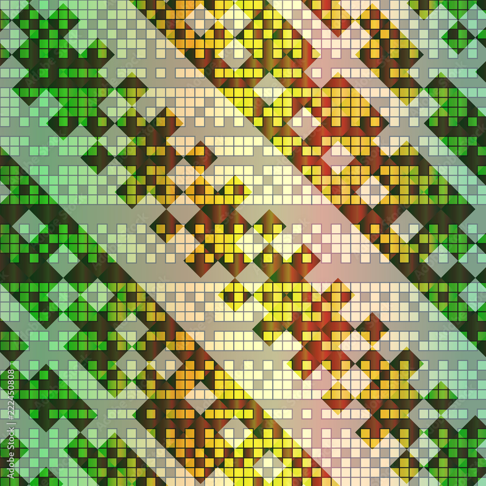 Poster bright abstract background of small colored squares.pixel.