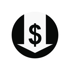 Obraz premium Cost reduction icon. Price is lower sign. Symbol of price reduction. Isolated image on white background. Vector illustration