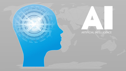 Artificial Intelligence AI Futuristic Concept. Human Big data Visualization with Cyber Mind. Machine Deep Learning.